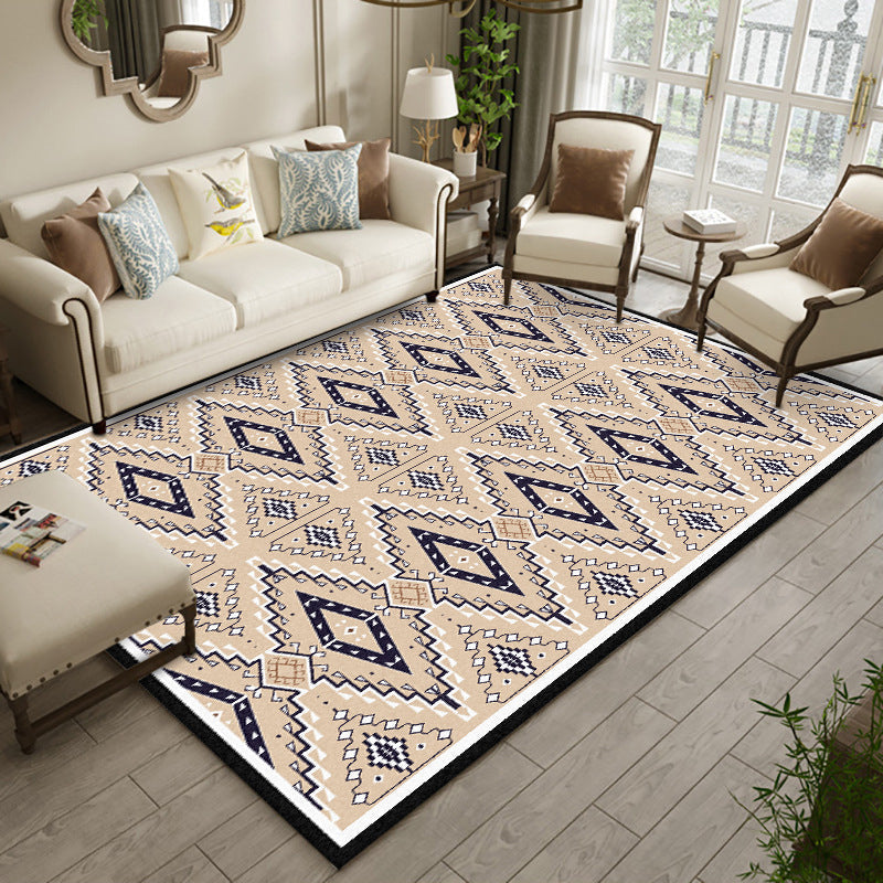 Avtoit | American geometric print rug yellow polyester rug machine washable non-slip rug for the living room
