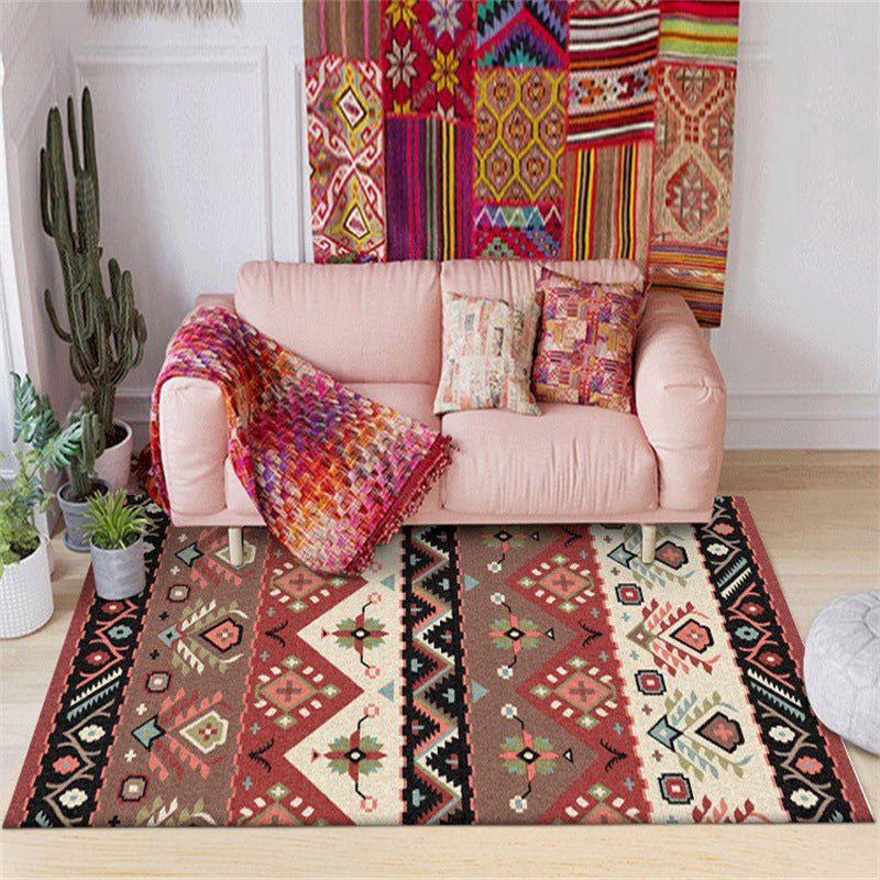 Avtoit | Stylish Tribal Design Carpet Red Vintage Carpet Polyester washable Non-slip back Carpet for bedroom