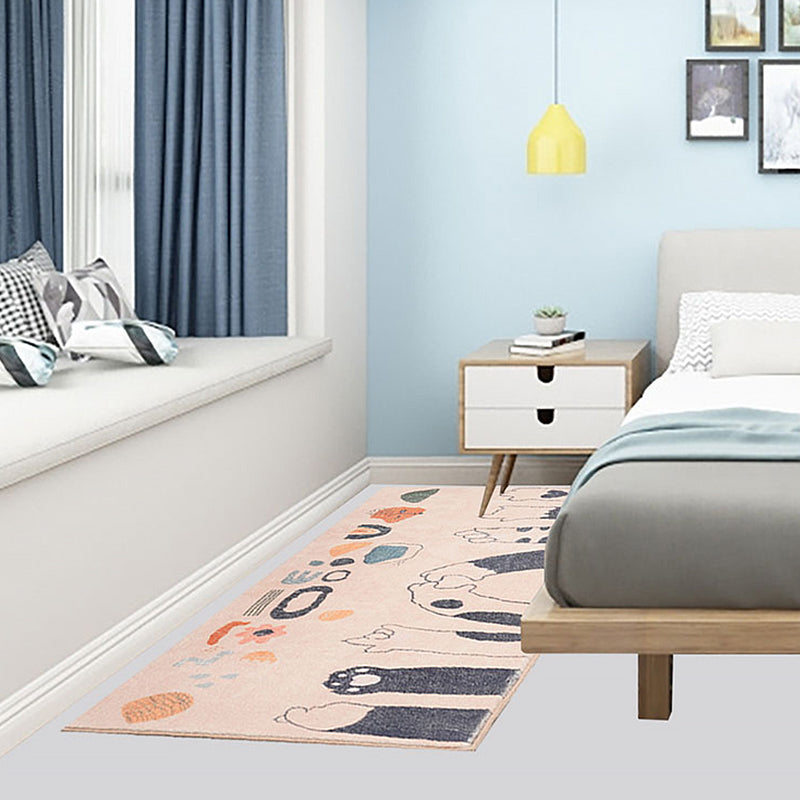 Avtoit | Apricot Kids Carpet Polyester Cat Feet Print Carpet Machine Washable Non-Slip Backing Rug for Kids Room