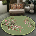 Avtoit | Vintage Floral Pattern Rug with Bird Green Polyester Rug Machine Washable Non-Slip Rug for Bedroom