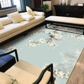 Avtoit | Vintage Floral Pattern Rug with Bird Light Green Polyester Rug Machine Washable Non-Slip Rug for the Bedroom