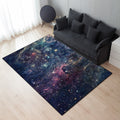 Avtoit | Modern living room rug in blue outdoor galaxy print rug polyester non-slip backing rug