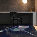 Avtoit | Kids Room Carpet in Black Extraterrestrial Star Whale Print Carpet Polyester Nonslip Back Washable Area Rug