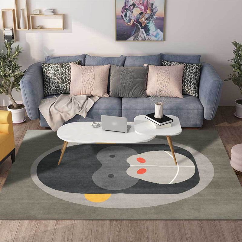 Avtoit | Casual Kids Carpet in Gray Animal Orangutan Pattern Carpet Polyester Stain-Resistant Carpet for Kids Room