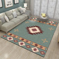 Avtoit | Green Tribal Rug Polyester Tribal Pattern Rug Washable Non-Slip Underlay Rug for the Living Room