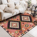 Avtoit | Brown Tribal Carpet Polyester Geometric Pattern Carpet Washable Non-Slip Back Carpet for the Living Room