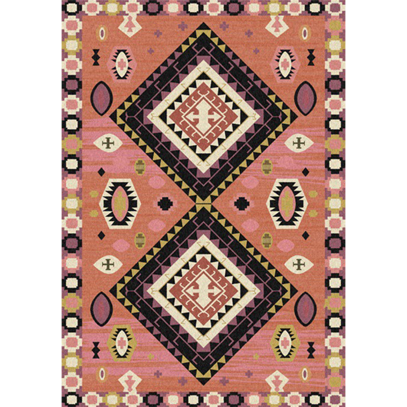 Avtoit | Brown Tribal Carpet Polyester Geometric Pattern Carpet Washable Non-Slip Back Carpet for the Living Room