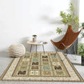 Avtoit | Red and Beige Moroccan Carpet Polyester Checked and Floral Pattern Carpet Washable Non-Slip Backing Carpet for Living Room