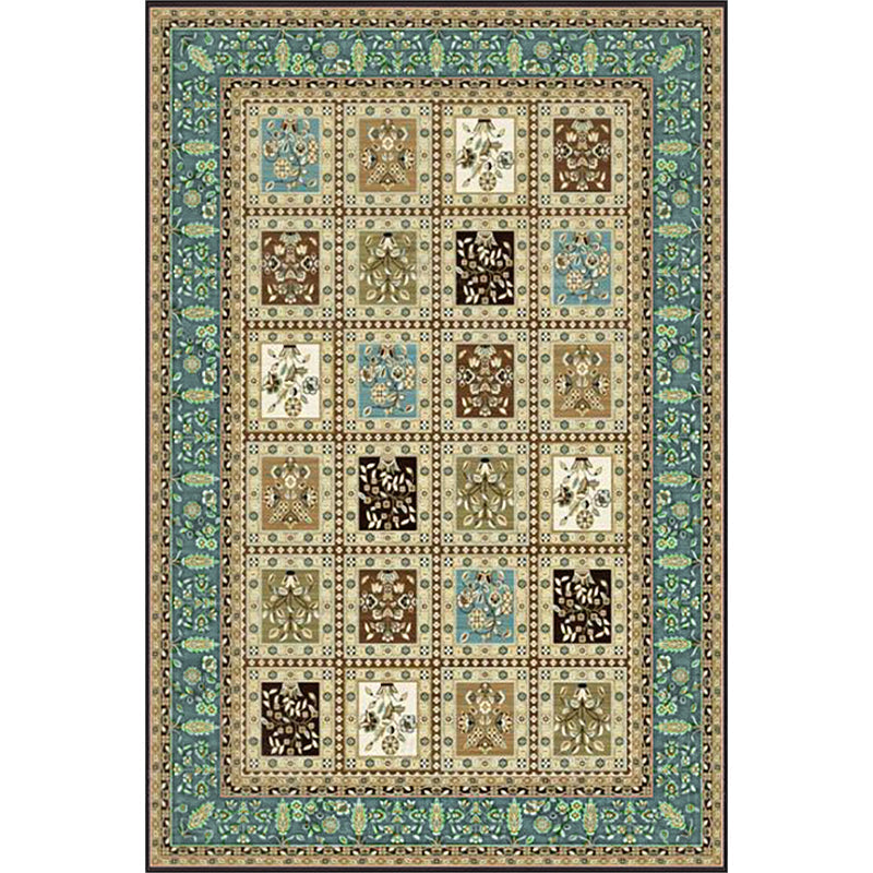 Avtoit | Red and Beige Moroccan Carpet Polyester Checked and Floral Pattern Carpet Washable Non-Slip Backing Carpet for Living Room