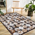Avtoit | Brown Moroccan Carpet Polyester Controlled Pattern Carpet Washable Non-Slip Backing Carpet for Living Room