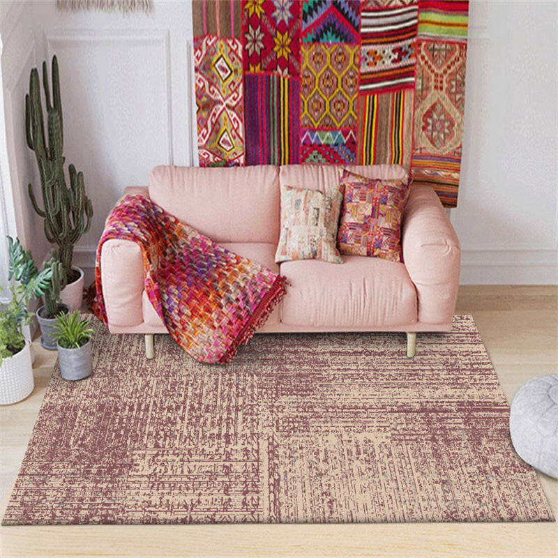 Avtoit | Vintage abstract rug Red Shabby Chic rug Polyester washable non-slip back rug for living room