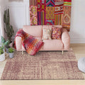 Avtoit | Vintage abstract rug Red Shabby Chic rug Polyester washable non-slip back rug for living room