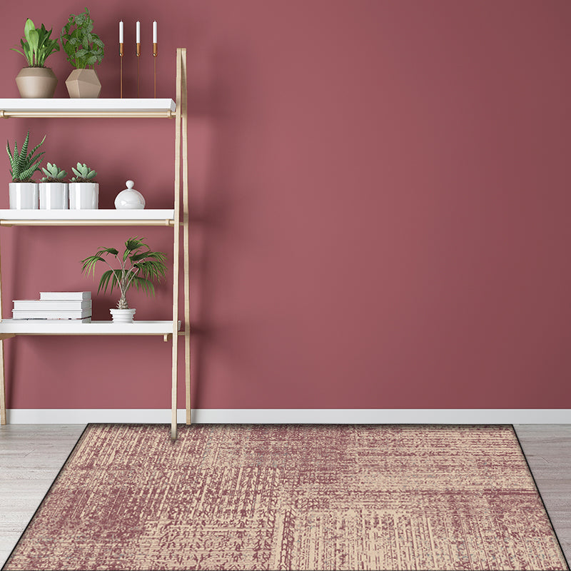 Avtoit | Vintage abstract rug Red Shabby Chic rug Polyester washable non-slip back rug for living room