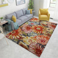 Avtoit | Orange Vintage Carpet Polyester Flower Pattern Carpet Washable Non-Slip Backing Carpet for Living Room