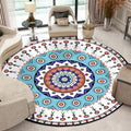 Avtoit | Americana concentric circles pattern carpet with floral white and blue polyester machine washable non-slip area rug for the bedroom