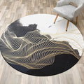Avtoit | Modern Swirl Stripe Pattern Carpet Black and White Polyester Carpet Machine Washable Non-Slip Rug for Bedroom