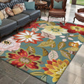 Avtoit | Blue Vintage Carpet Polyester Floral Pattern Carpet Washable Non-Slip Back Carpet for Living Room