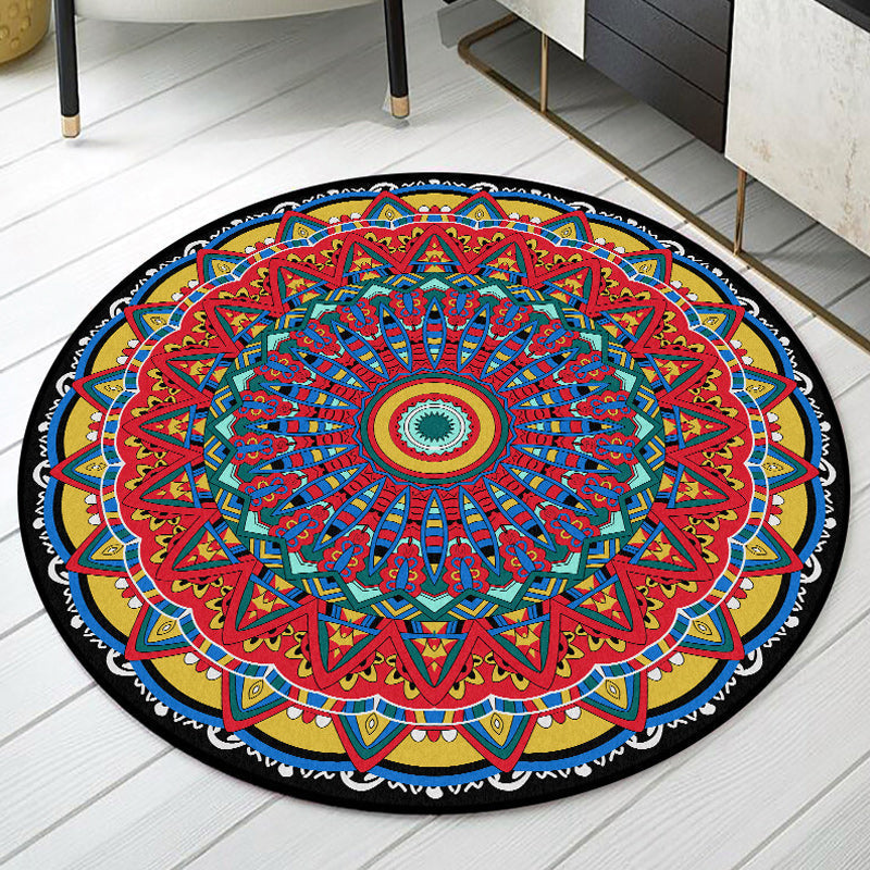 Avtoit | Americana Tribal Pattern Carpet Red Polyester Carpet Machine Washable Non-Slip Area Rug for Bedroom