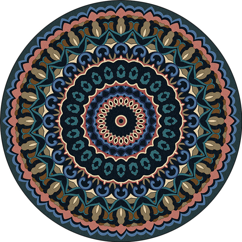 Avtoit | Americana concentric circles pattern rug blue and green polyester rug machine washable non-slip rug for the bedroom