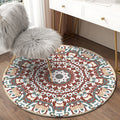 Avtoit | Traditional Floral Pattern Rug Blue Tribal Rug Polyester Washable Non-Slip Mat Rug for Living Room
