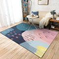 Avtoit | Novelty Living Room Rug in Pink and Blue Color Block Print Rug Polyester Machine Washable Rug