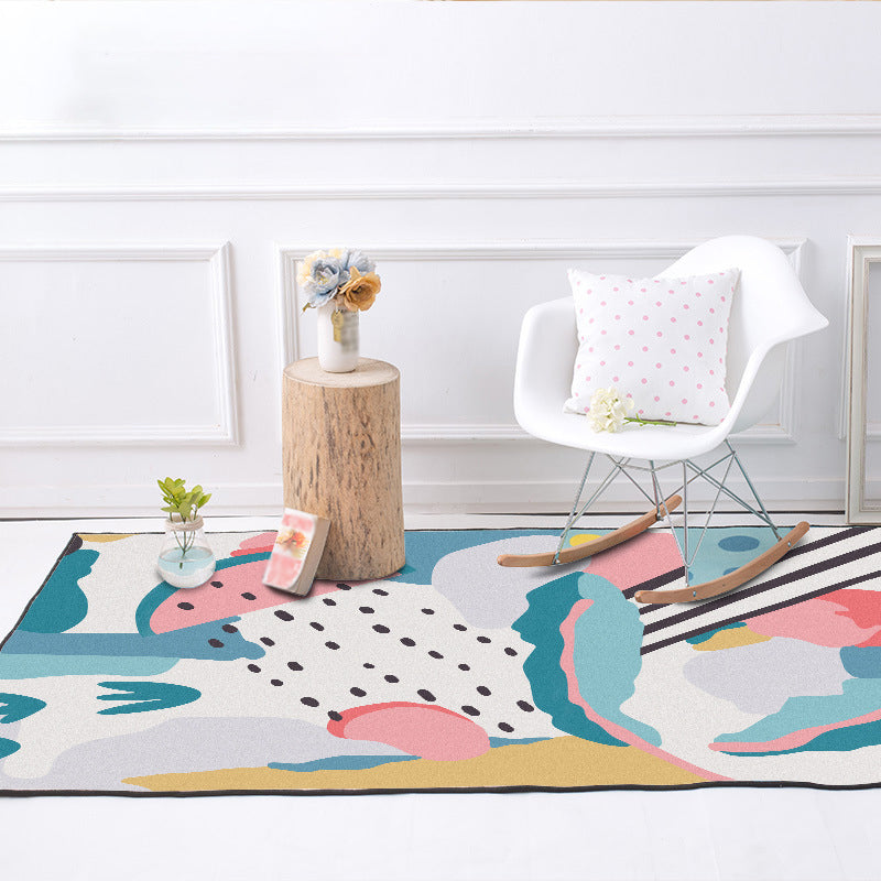Avtoit | Novelty Living Room Rug Colorful Color Block Watermelon Print Rug Polyester Non-Slip Back Washable Area Rug