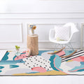 Avtoit | Novelty Living Room Rug Colorful Color Block Watermelon Print Rug Polyester Non-Slip Back Washable Area Rug