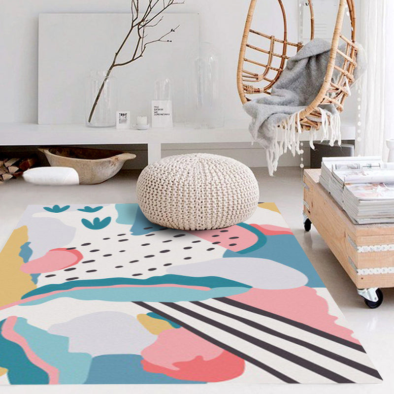 Avtoit | Novelty Living Room Rug Colorful Color Block Watermelon Print Rug Polyester Non-Slip Back Washable Area Rug