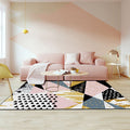 Avtoit | Pink and Gold Bedroom Carpet Novelty Geometric Irregular Shape Dots Pattern Rug Polyester Non-slip Area Rug