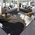 Avtoit | Traditional swirl stripe pattern rug black and white oriental rug polyester washable non-slip backing rug for living room