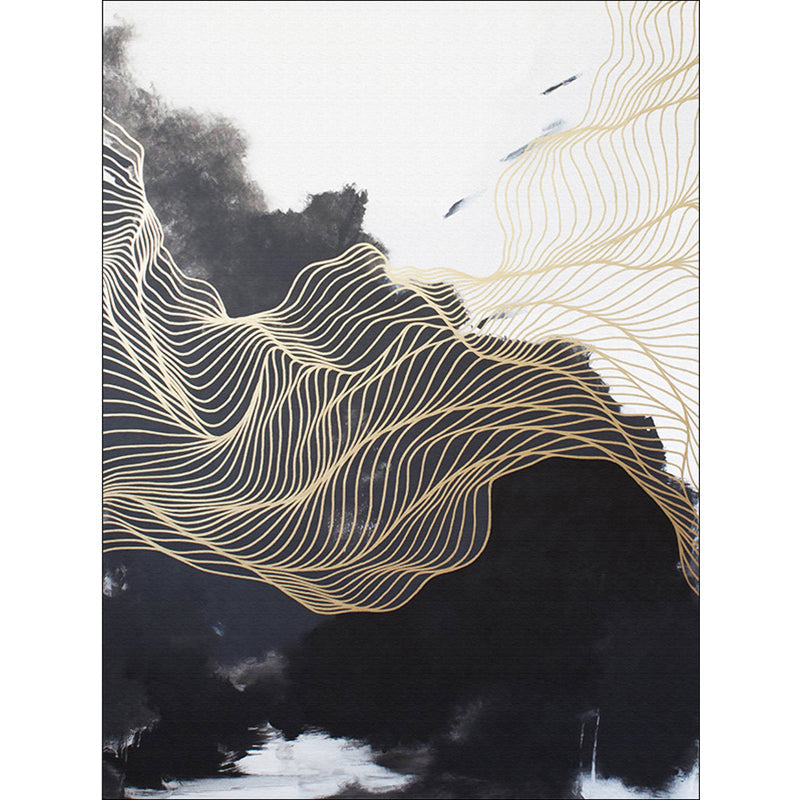 Avtoit | Traditional swirl stripe pattern rug black and white oriental rug polyester washable non-slip backing rug for living room