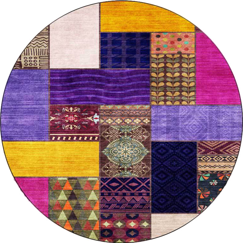 Avtoit | Yellow Southwestern Rug Polyester tribal checkered pattern rug washable with non-slip backing rug for the living room