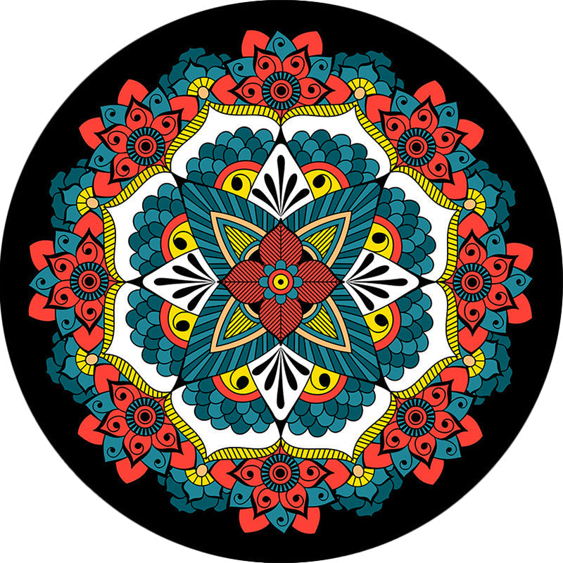 Avtoit | Persian Floral Pattern Carpet Red and Blue Polyester Carpet Machine Washable Non-Slip Carpet for the Bedroom