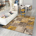 Avtoit | Shabby Chic Tribal Pattern Rug Blue and Yellow Polyester Rug Machine Washable Non-Slip Rug for the Bedroom