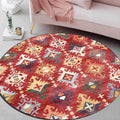 Avtoit | Traditional Southwest Pattern Rug Red Tribal Rug Polyester Washable Non-Slip Backing Rug for Living Room