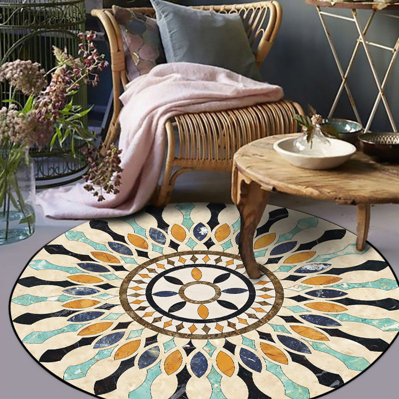 Avtoit | American tribal pattern rug apricot polyester rug machine washable non-slip rug for bedroom