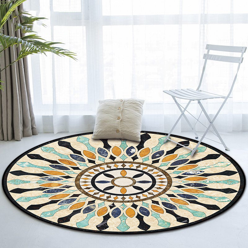 Avtoit | American tribal pattern rug apricot polyester rug machine washable non-slip rug for bedroom