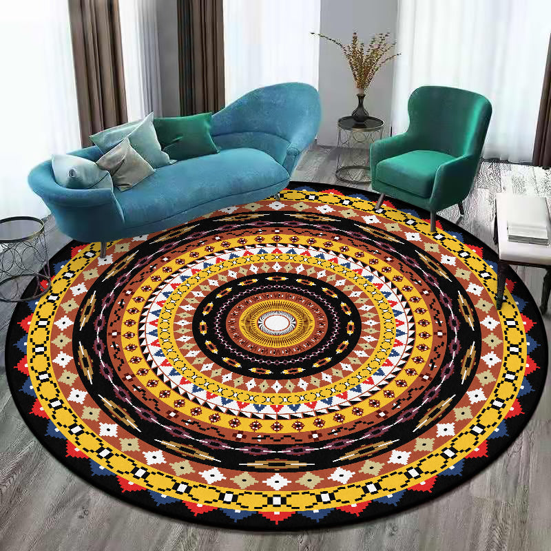 Avtoit | Orange Sou'wester Rug Polyester concentric circles pattern rug washable non-slip backing rug for living room