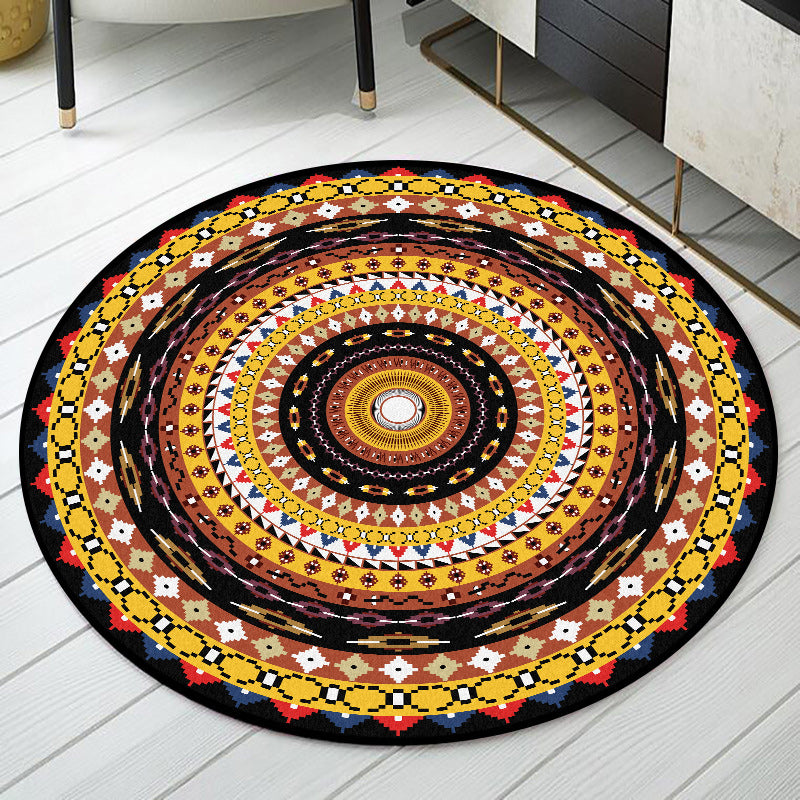Avtoit | Orange Sou'wester Rug Polyester concentric circles pattern rug washable non-slip backing rug for living room