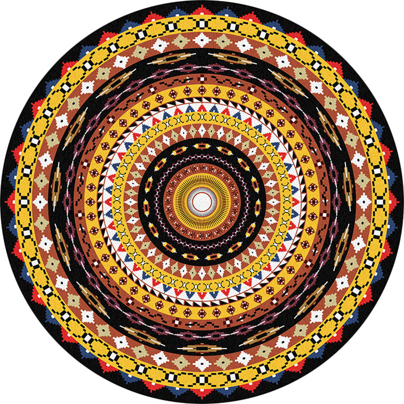 Avtoit | Orange Sou'wester Rug Polyester concentric circles pattern rug washable non-slip backing rug for living room