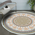 Avtoit | American concentric circles pattern carpet with floral yellow polyester carpet machine washable non-slip rug for bedroom
