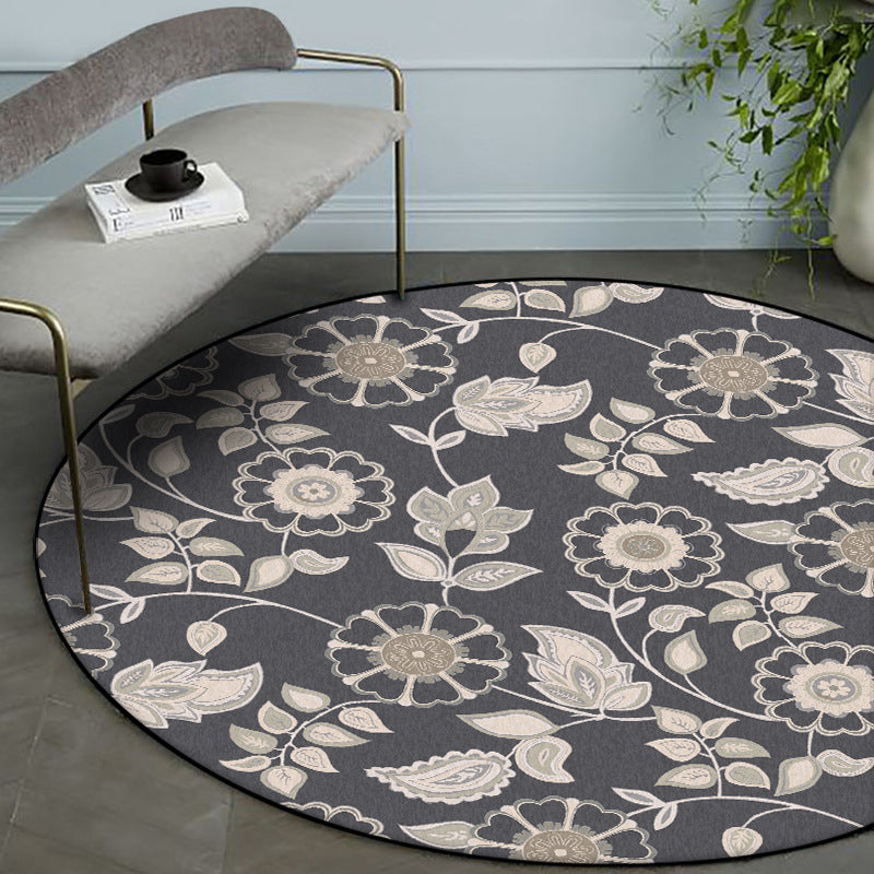 Avtoit | Griess Vintage Carpet Polyester Flower and Leaf Pattern Carpet Washable Non-Slip Underlay Carpet for Living Room