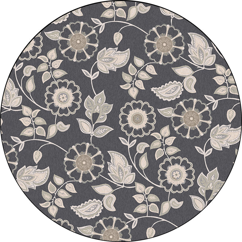 Avtoit | Griess Vintage Carpet Polyester Flower and Leaf Pattern Carpet Washable Non-Slip Underlay Carpet for Living Room