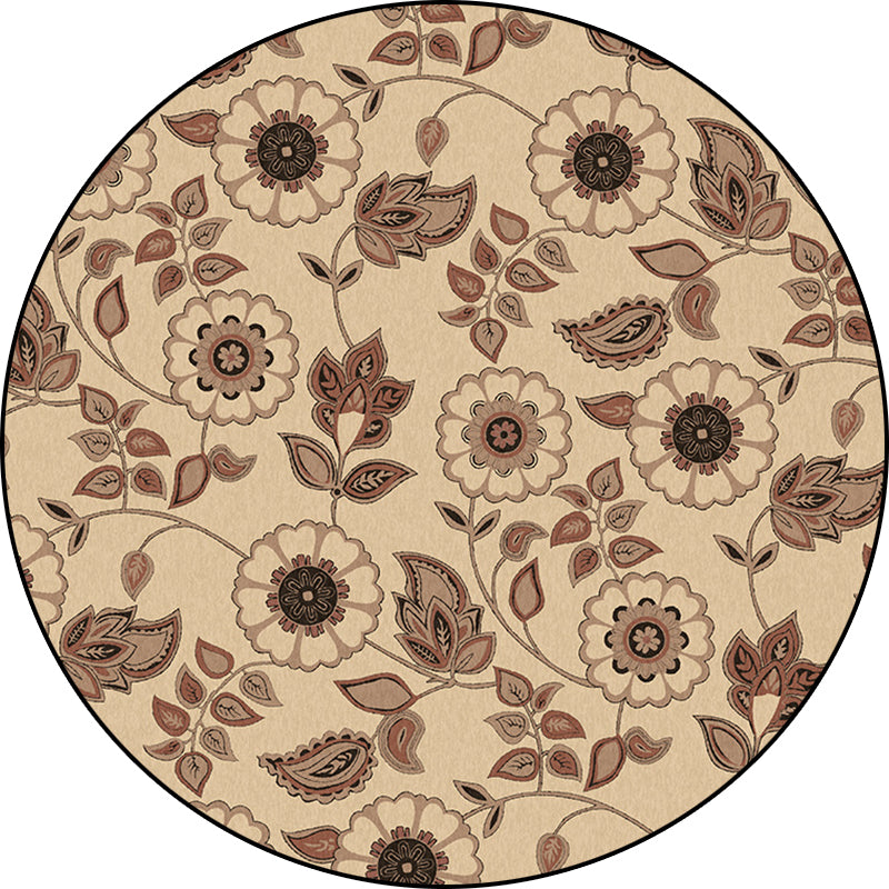 Avtoit | Griess Vintage Carpet Polyester Flower and Leaf Pattern Carpet Washable Non-Slip Underlay Carpet for Living Room