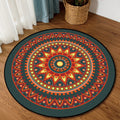 Avtoit | Vintage concentric circles pattern rug with flowers orange tribal rug polyester washable non-slip back rug for living room