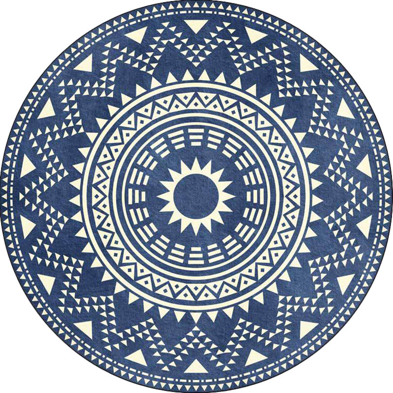 Avtoit | Blue and green southwest rug Polyester geometric pattern rug washable non-slip backing rug for living room