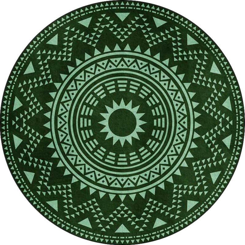 Avtoit | Blue and green southwest rug Polyester geometric pattern rug washable non-slip backing rug for living room