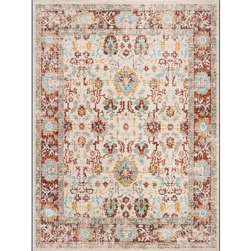Avtoit | Bleached Flower Rug Light Red Shabby Chic Rug Polyester Washable Non-Slip Underlay Rug for the Living Room