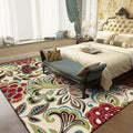 Avtoit | Traditional paisley pattern carpet with floral beige multi-colored classic carpet polyester washable non-slip backing carpet for living room