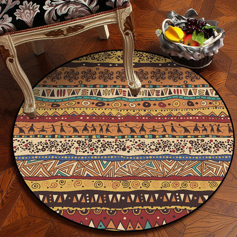 Avtoit | Americana Tribal Pattern Rug Red and Brown Polyester Rug Machine Washable Non-Slip Area Rug for Bedroom